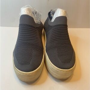 J/Slides Sneakers Comfort Shoes  Gray Slip On Stretch Fabric Womens: 6.5